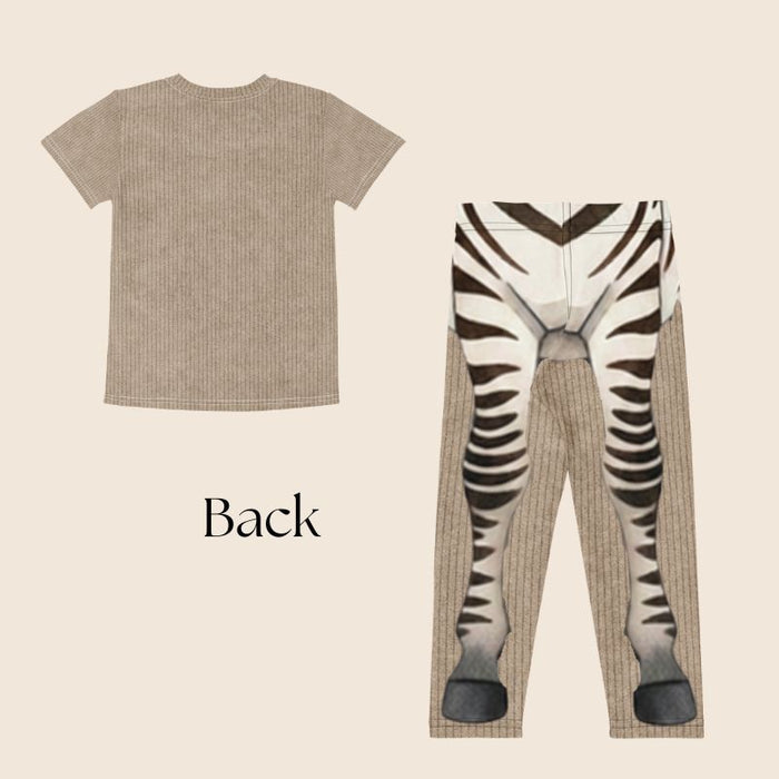 Brown Zebra Print Kids Set | Leggings + T-Shirt | Ages 2-7