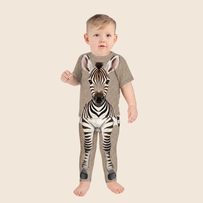 Brown Zebra Print Kids Set | Leggings + T-Shirt | Ages 2-7