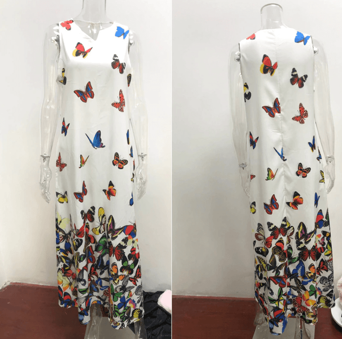 Butterfly Sleeveless Maxi Dress