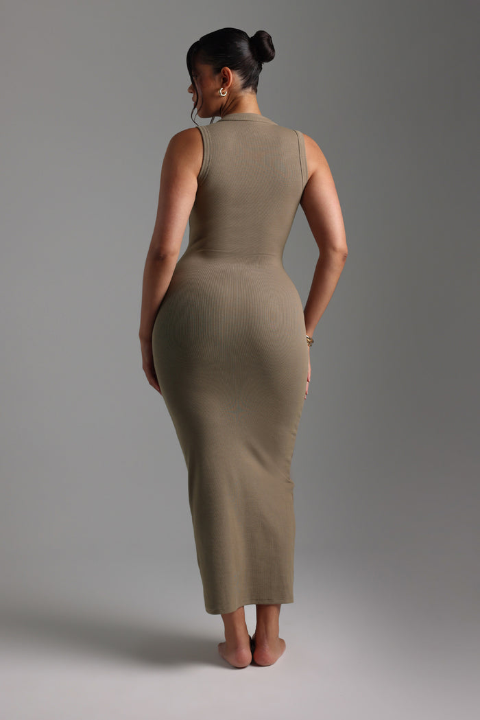 Button-Down Maxi Dress - Latte Taupe