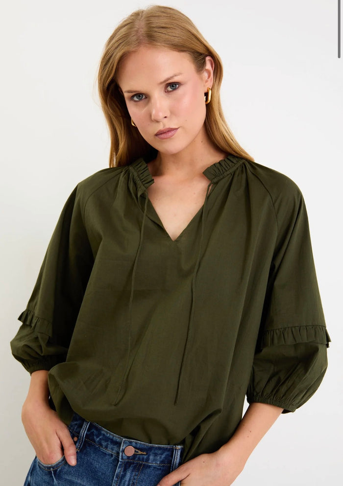 By Rose Luminary Olive Voile Top