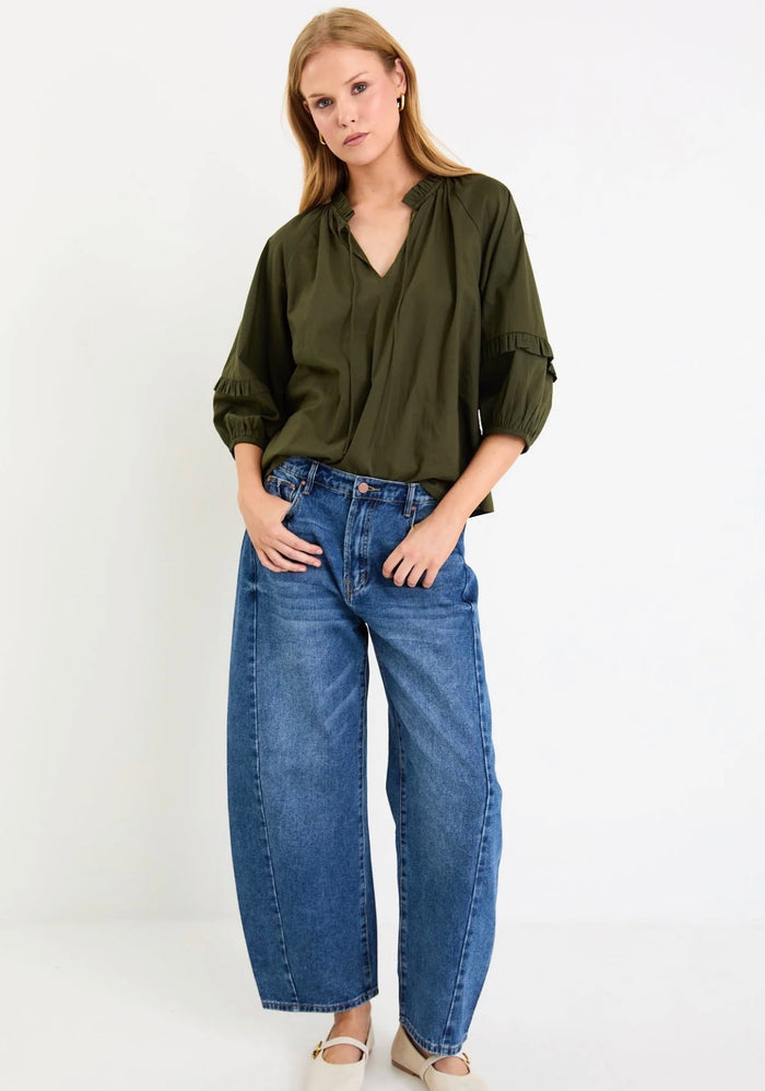 By Rose Luminary Olive Voile Top