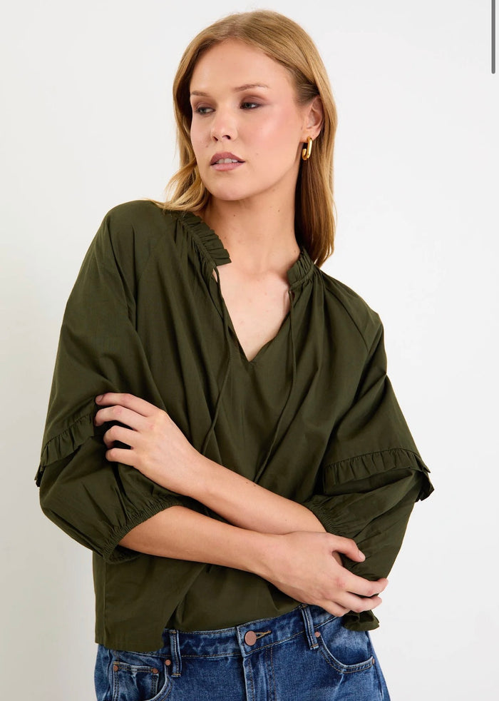 By Rose Luminary Olive Voile Top