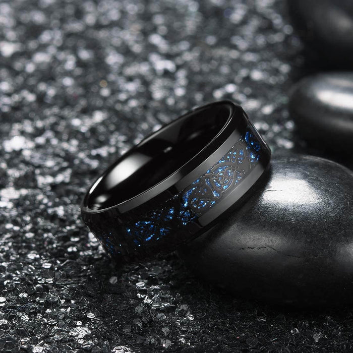 Carbon Fiber Celtic Dragon Ring