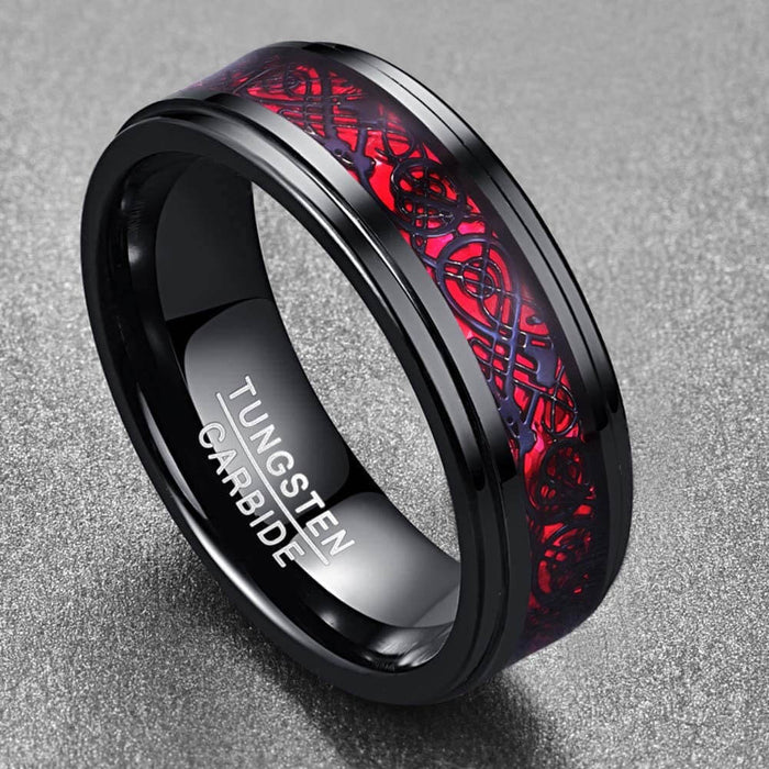 Carbon Fiber Celtic Dragon Ring