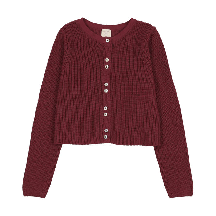 cardigan fine knit ribbed - deep red