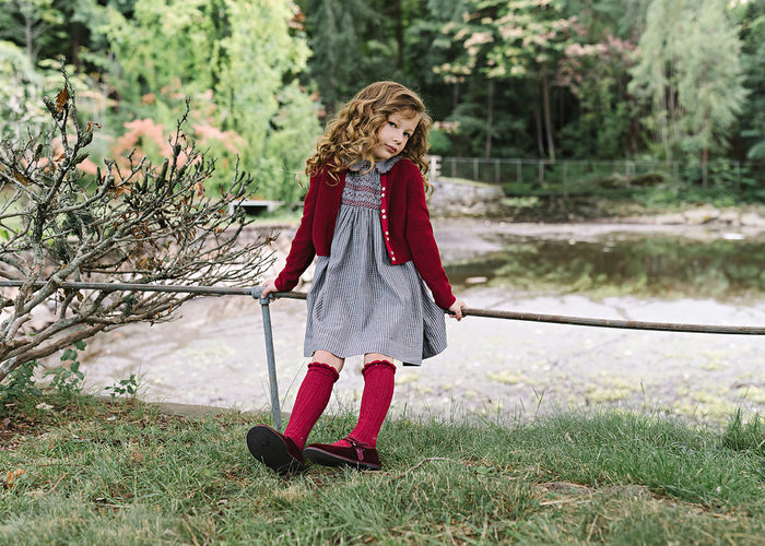 cardigan fine knit ribbed - deep red
