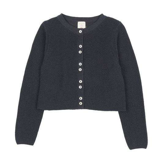 cardigan fine knit ribbed - navy