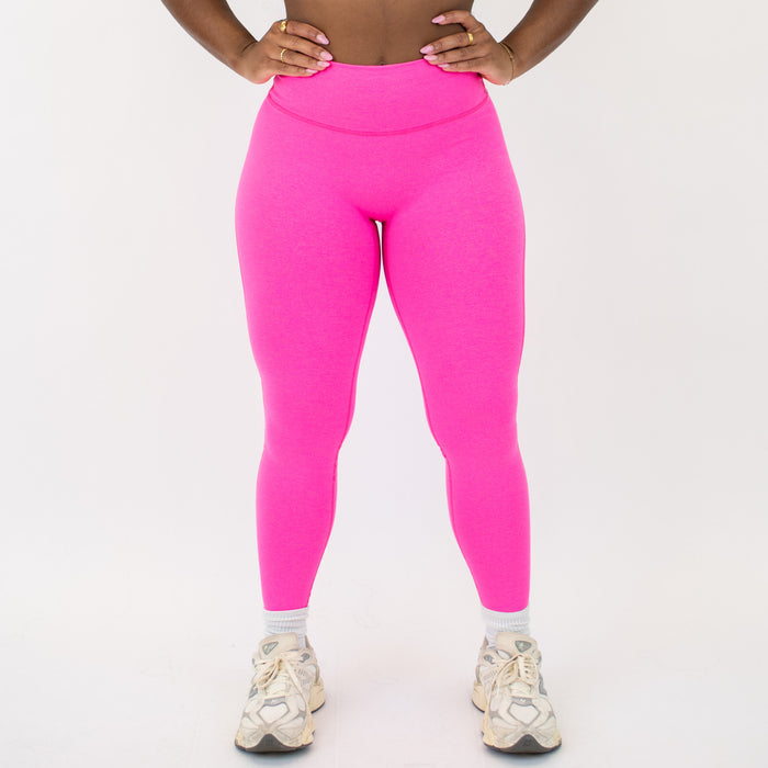 Heather Neon Pink No Front Seam Legging 7/8 25" - Charge