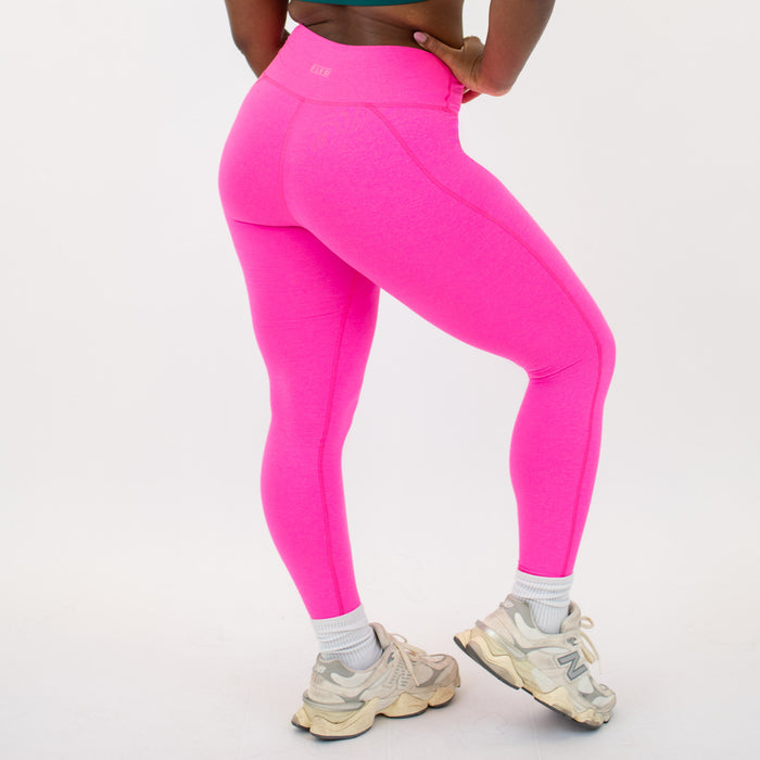 Heather Neon Pink No Front Seam Legging 7/8 25" - Charge