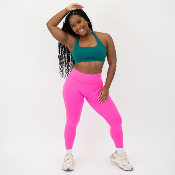 Heather Neon Pink No Front Seam Legging 7/8 25" - Charge