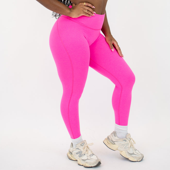 Heather Neon Pink No Front Seam Legging 7/8 25" - Charge