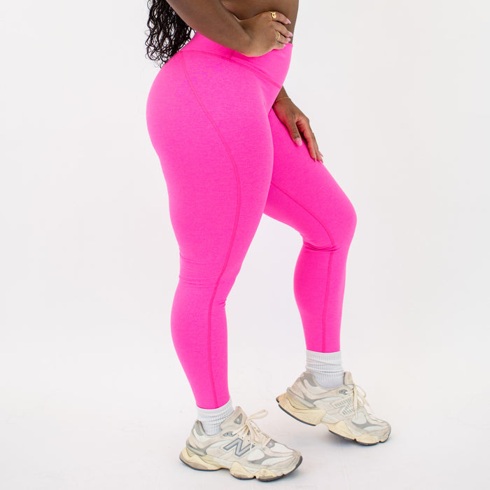 Heather Neon Pink No Front Seam Legging 7/8 25" - Charge