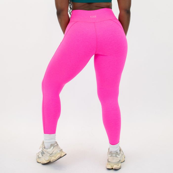 Heather Neon Pink No Front Seam Legging 7/8 25" - Charge