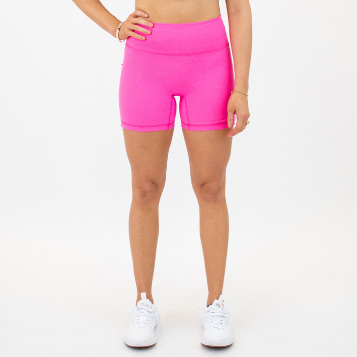 Heather Neon Pink No Front Seam High Rise Spandex Shorts