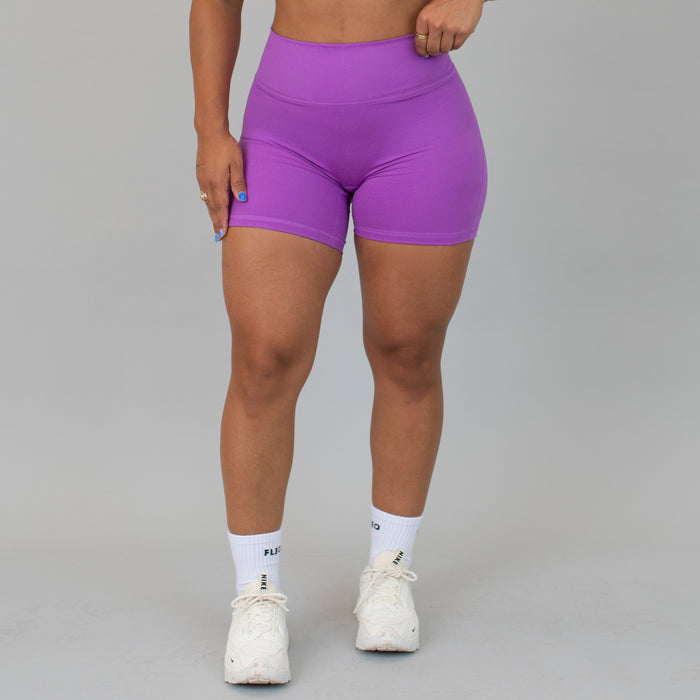 Heather Neon Purple Charge Short 5" - No Front Seam - Higher Rise by FLEO - 1