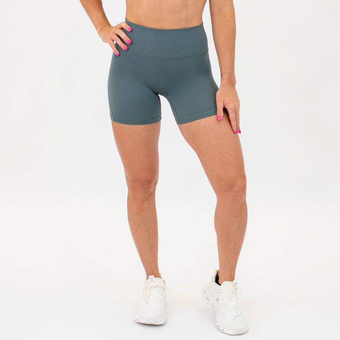 Balsam Green No Front Seam High Rise Spandex Shorts