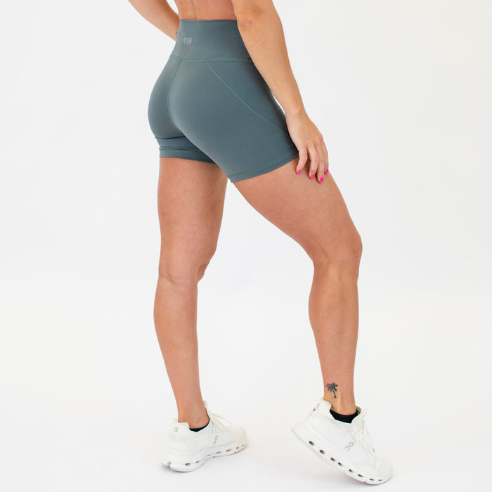 Balsam Green No Front Seam High Rise Spandex Shorts