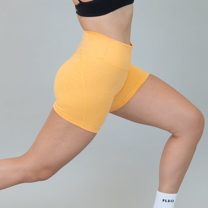 Heather Marigold Charge Short 5" - No Front Seam - Higher Rise by FLEO - 3