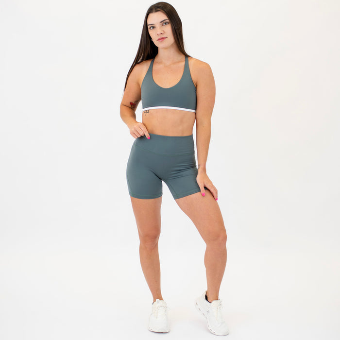Balsam Green No Front Seam High Rise Spandex Shorts