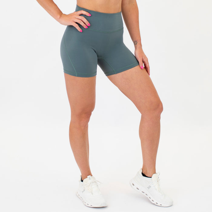 Balsam Green No Front Seam High Rise Spandex Shorts
