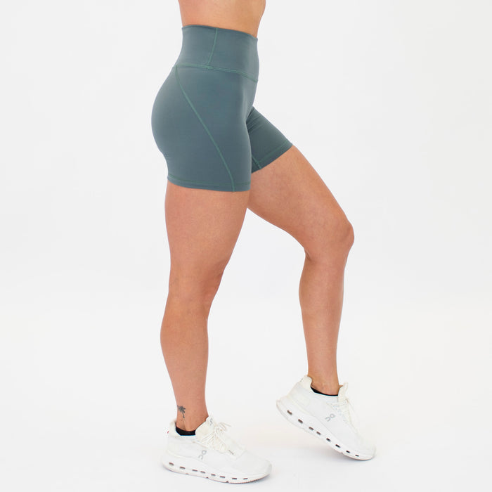 Balsam Green No Front Seam High Rise Spandex Shorts