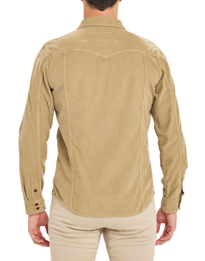 chemise velours beige PULLIN en coton