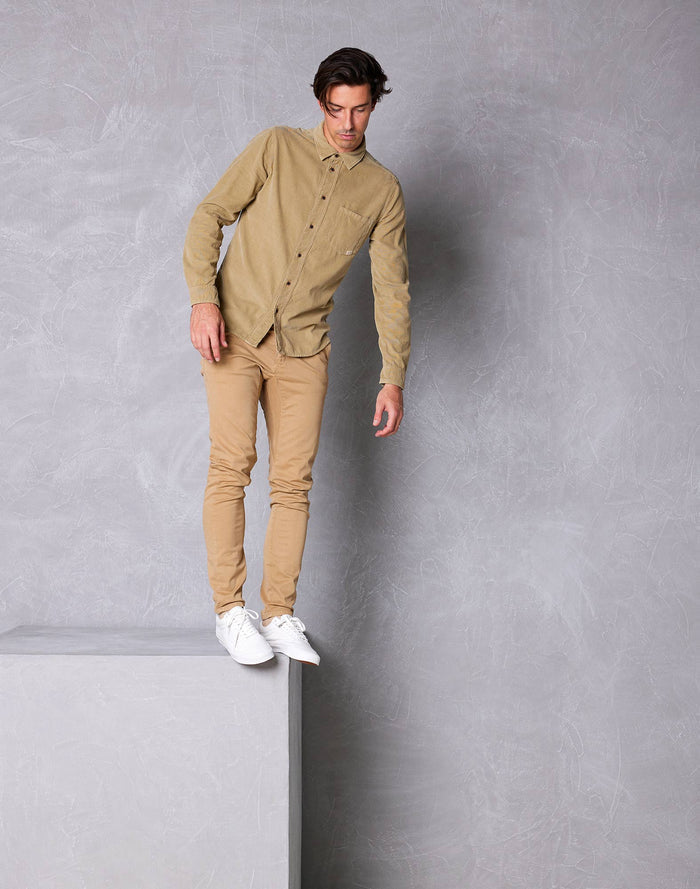 chemise velours beige PULLIN en coton