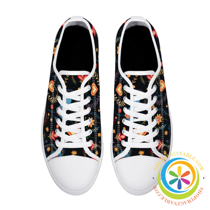 Cherished Blooms Ladies Low Top Canvas Shoes