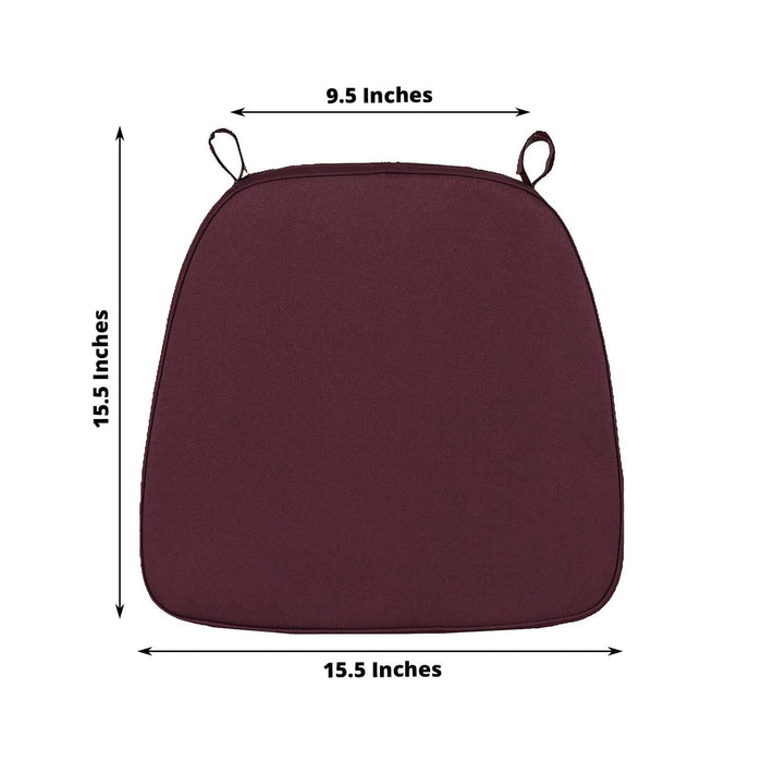 Burgundy seat cushion with dimensions 9.5 x 15.5 inches
