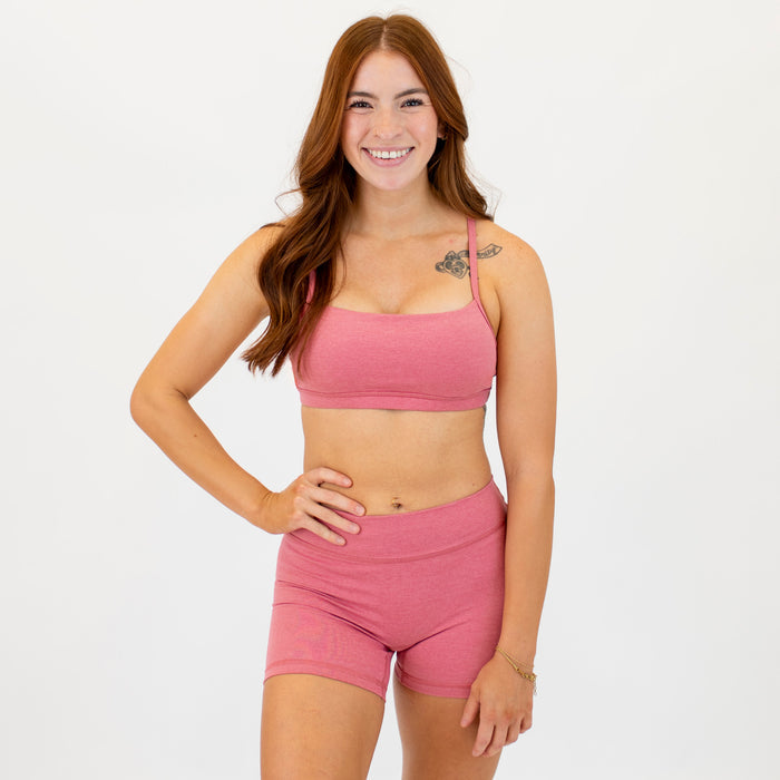 X Back Sports Bra - Chloe in Heather Mauve Petal