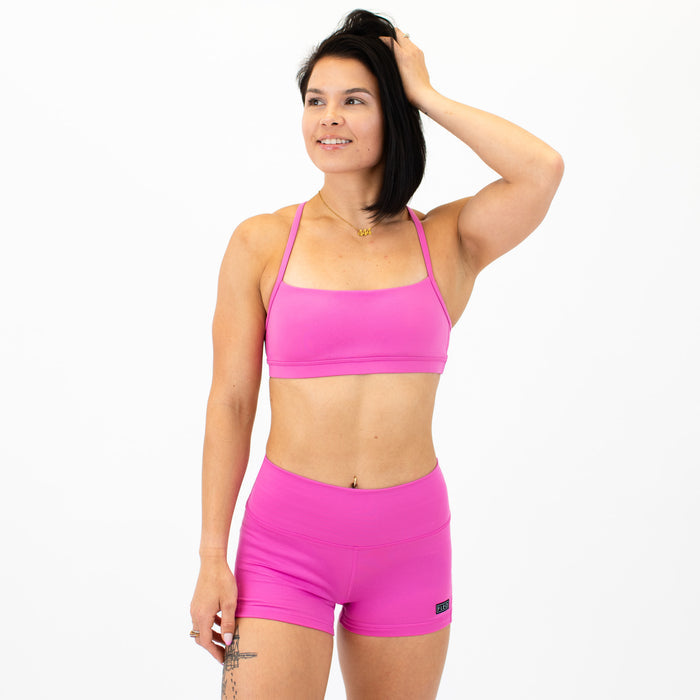 X Back Sports Bra - Chloe in Phlox Pink