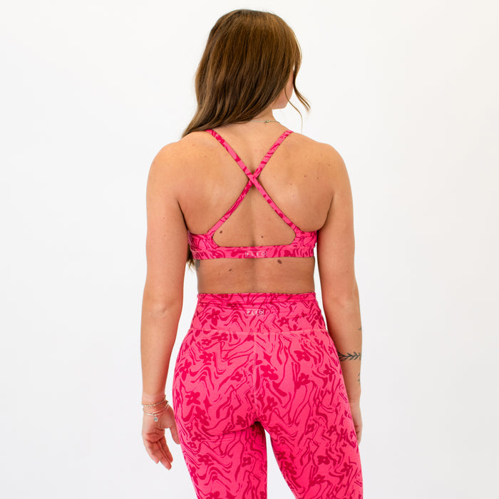 X Back Sports Bra - Chloe in Floral Wave -2