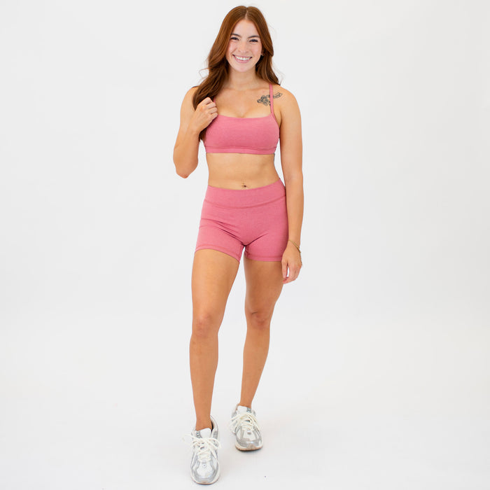 X Back Sports Bra - Chloe in Heather Mauve Petal