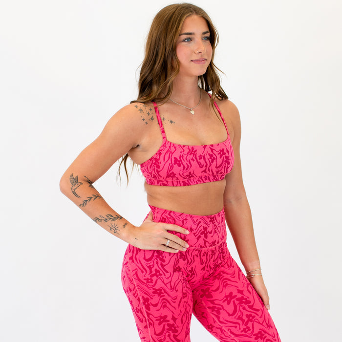 X Back Sports Bra - Chloe in Floral Wave -3