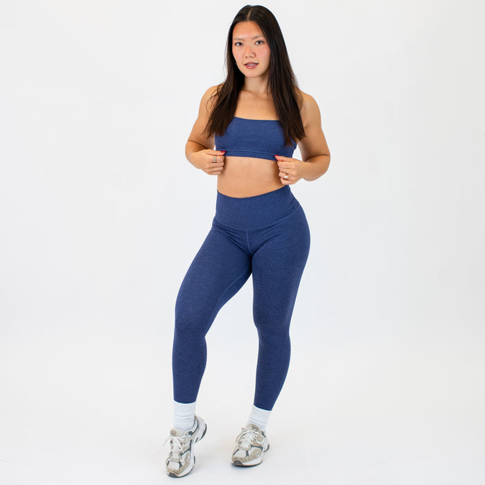 X Back Sports Bra - Chloe in Heather Blue Aura -3