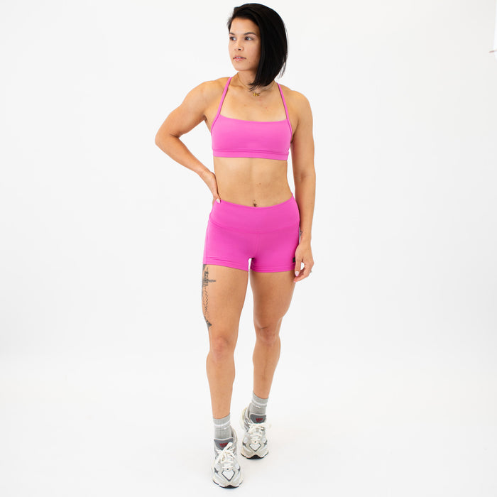 X Back Sports Bra - Chloe in Phlox Pink