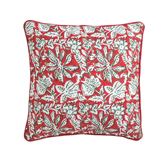 Christmas Block Print Quilted Pillow
