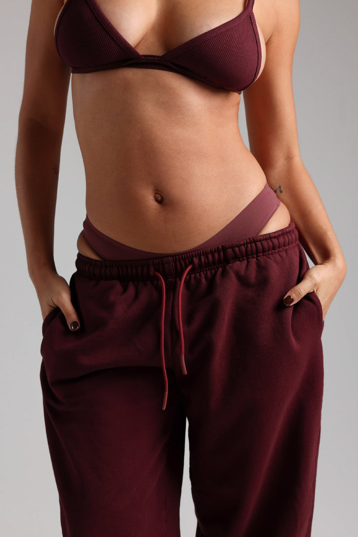 Classic Cotton Sweatpants - Black Cherry