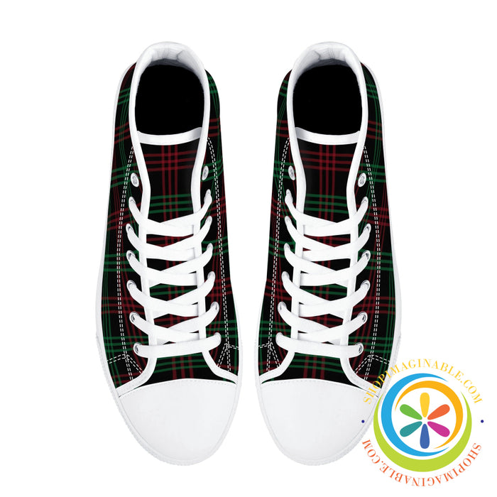 Classic Green & Red Plaid Ladies High Top Canvas Shoes