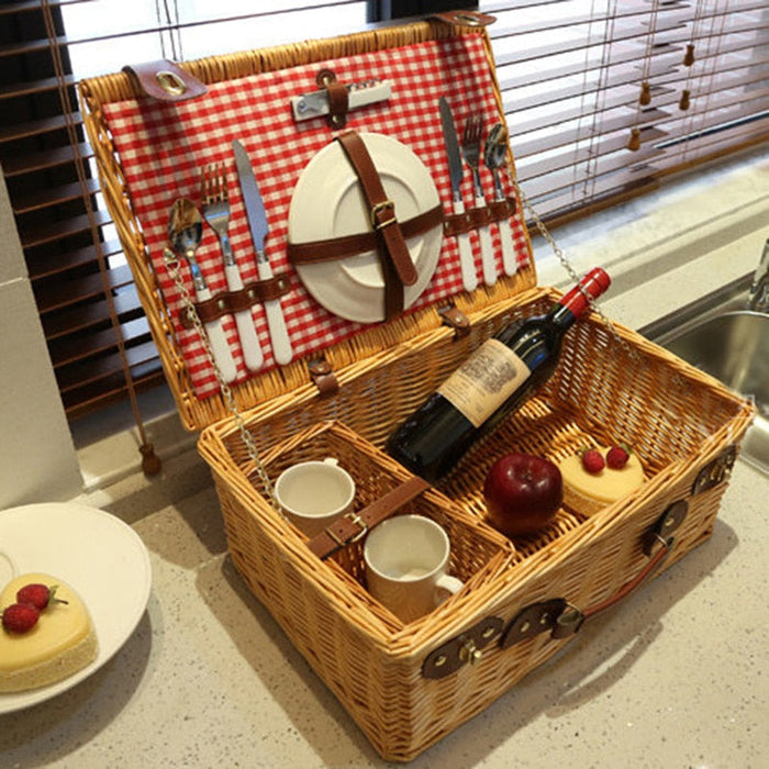 Classic Wooden Picnic Basket
