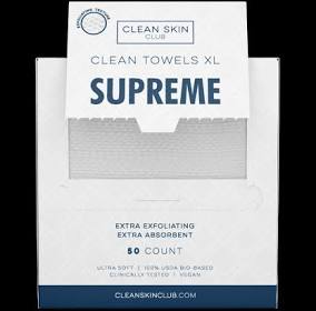 Clean Skin Club Clean Towels XL Supreme, extra-large dual-texture disposable face towels.