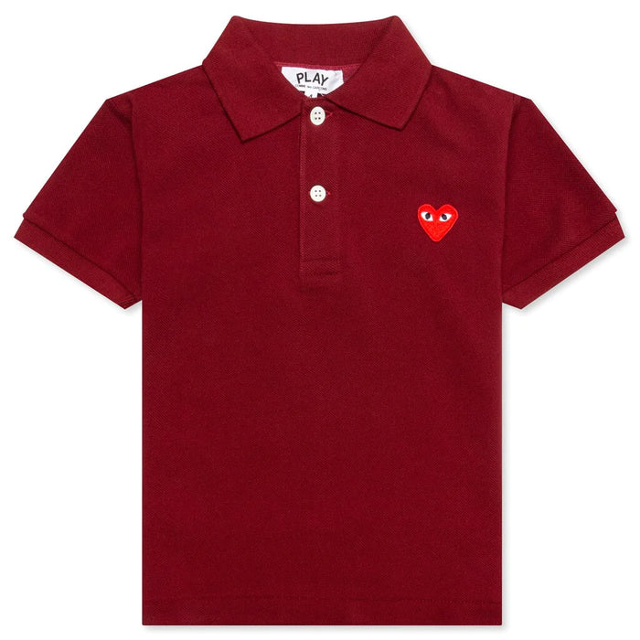 COMME DES GARCONS PLAY For Children Kids Polo Shirt - Burgundy - AZ-T505-100-3