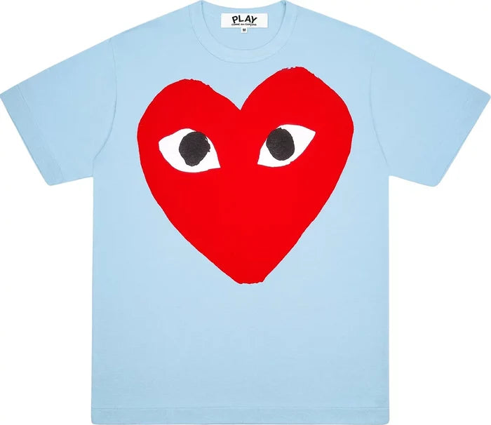 COMME DES GARCONS PLAY Pastelle Red Logo T-Shirt - Blue - AZ-T274-051-1