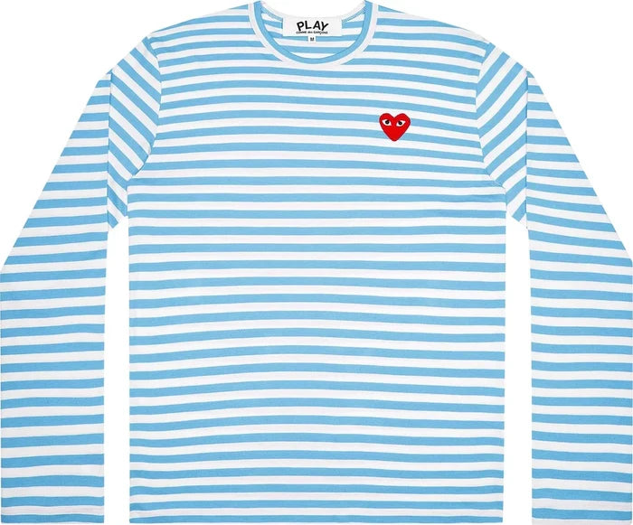 COMME DES GARCONS PLAY Pastelle Striped Long-Sleeve Shirt - Blue - AZ-T278-051-1