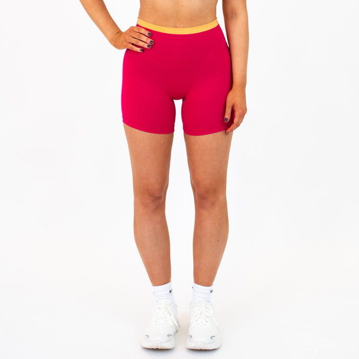 Jazzy + Papaya Contrast Core Short 5" - No Front Seam - High Rise by FLEO - 1