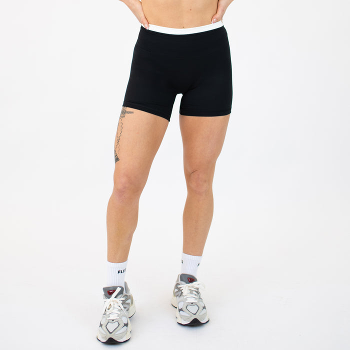 Black + White Contrast Core Short 5" - No Front Seam - High Rise by FLEO - 1