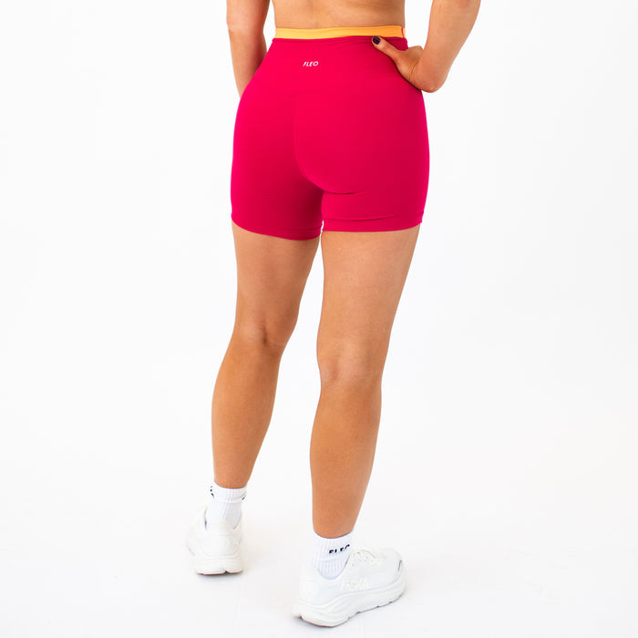 Jazzy + Papaya Contrast Core Short 5" - No Front Seam - High Rise by FLEO - 2