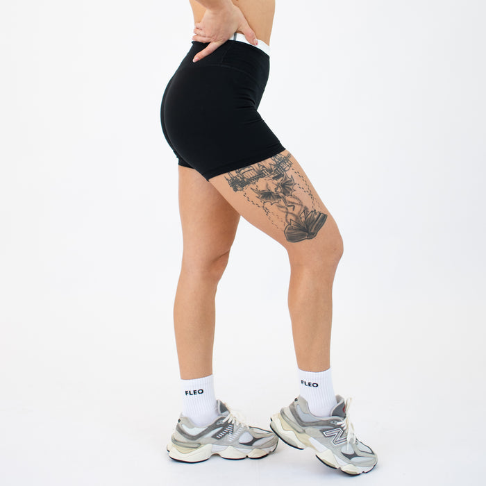 Black + White Contrast Core Short 5" - No Front Seam - High Rise by FLEO - 5