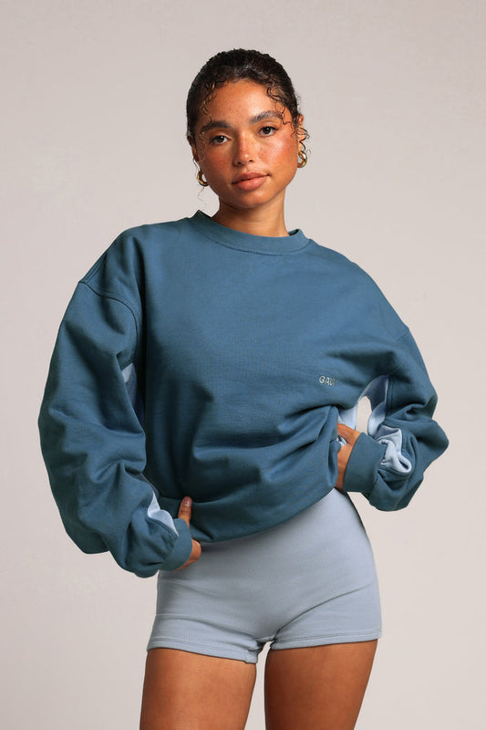 Contrast Crewneck Sweatshirt - 90s Baby Blue/Azul
